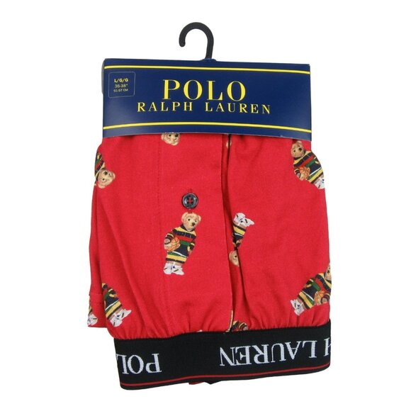 Polo Ralph Lauren Basketball Bear Boxer Briefs Mens Size Large Red NEW - Picture 1 of 10